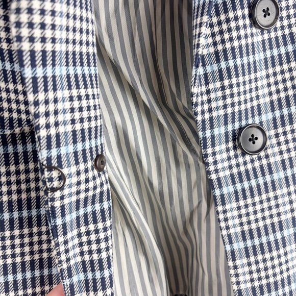 Veronica Beard Caldwell Dickey Jacket Blazer Blue White Plaid Size 4 Houndstooth - Picture 3 of 10